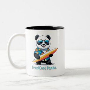 TropiCool Panda – Cute Cartoon Panda - Hawaiian Two-Tone Coffee Mug