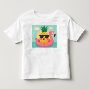 Tropicool–Pineapple Flamingo Float Summer T-Shirt 