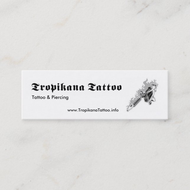 Tropikana Tattoo Mini Business Card (Front)
