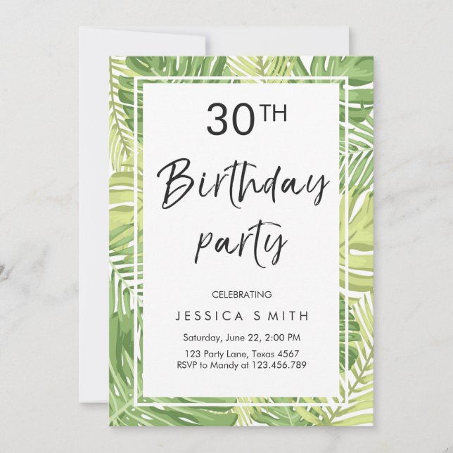 Tropiques Invitation d'anniversaire Tropical Hawai (Devant)