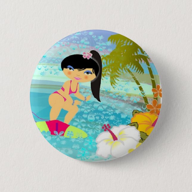 Tropo Girl 2 Inch Round Button (Front)