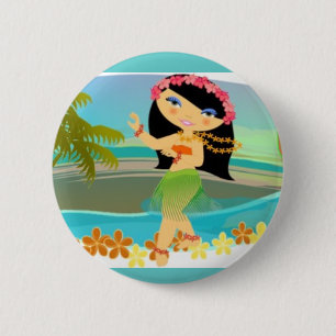 Tropo Girl Hula Dancer 2 Inch Round Button