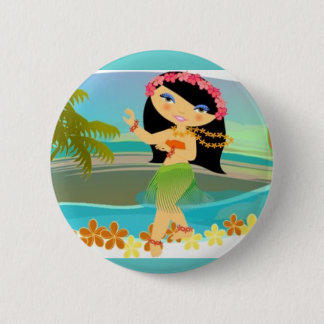 Tropo Girl Hula Dancer 2 Inch Round Button