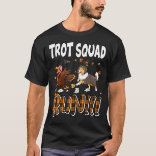Trot Squad Running Orange Plaid Sheltie With Turke T-Shirt