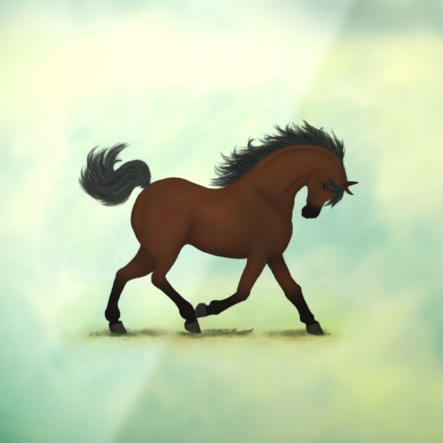 Trotting Bay Horse Equestrian Pony Decal (Sheet 3)