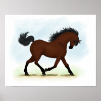 Trotting Bay Horse Equestrian Pony