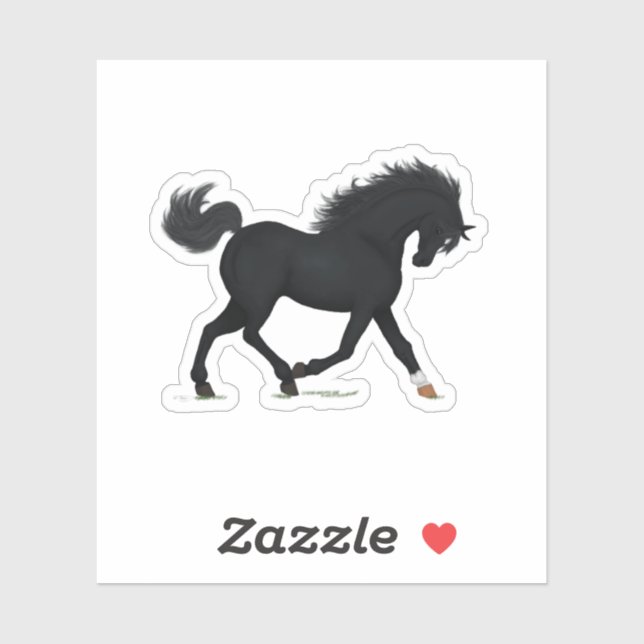 Trotting Black Horse With Star & Sock Black Beauty (Sheet)
