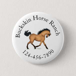 Trotting Buckskin Horse Circular Text Equestrian 2 Inch Round Button