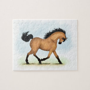 Trotting Buckskin Horse Equestrian Horse Lover's Jigsaw Puzzle