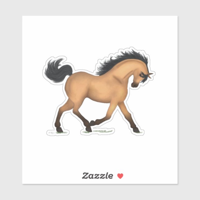 Trotting Buckskin Horse Pony Equestrian Decal (Sheet)
