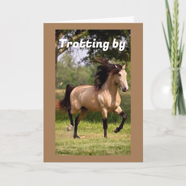 TROTTING BY TO SAY HAPPY "70th" BIRTHDAY Card (Front)