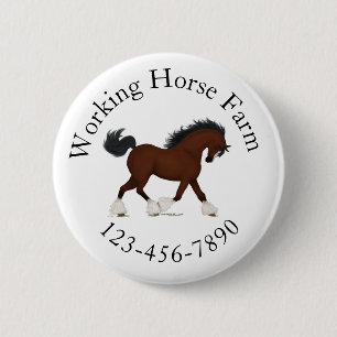 Trotting Clydesdale Horse Circular Text Custom 2 Inch Round Button