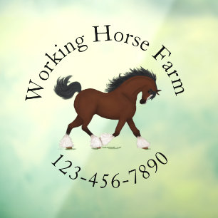 Trotting Clydesdale Horse Circular Text Custom Window Cling
