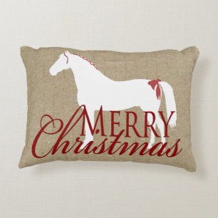Trotting Horse Holiday Christmas Decorative Pillow