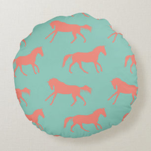 Trotting Horse Holiday Christmas Round Pillow