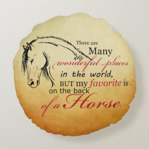 Trotting Horse Holiday Christmas Round Pillow