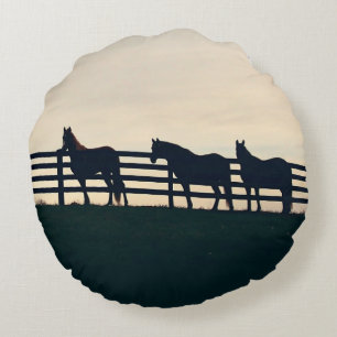 Trotting Horse Holiday Christmas Round Pillow