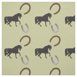 trotting horses with horse shoes fabric