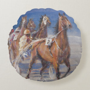 Trotting races Lancieux Brittany 2014 Round Pillow