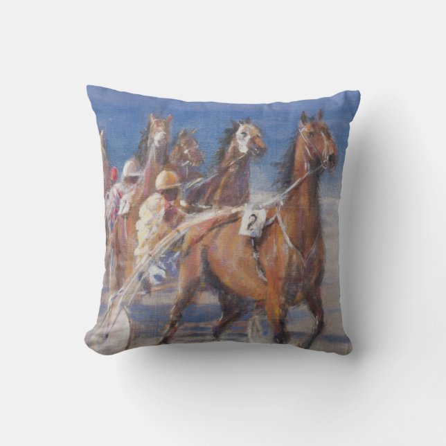 Trotting races Lancieux Brittany 2014 Throw Pillow (Front)