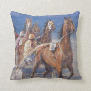Trotting races Lancieux Brittany 2014 Throw Pillow