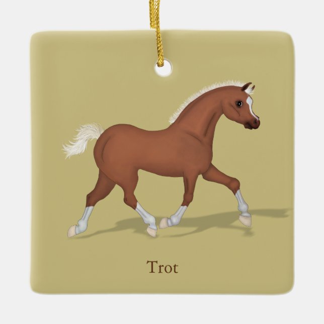 Trotting Sorrel Gaits of the Horse Equestrian Ceramic Ornament (Front)
