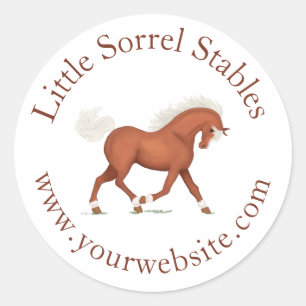 Trotting Sorrel Horse Circular Text Custom Classic Round Sticker