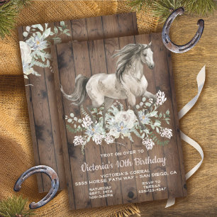 Trotting Watercolo Horse Birthday Party Invitation