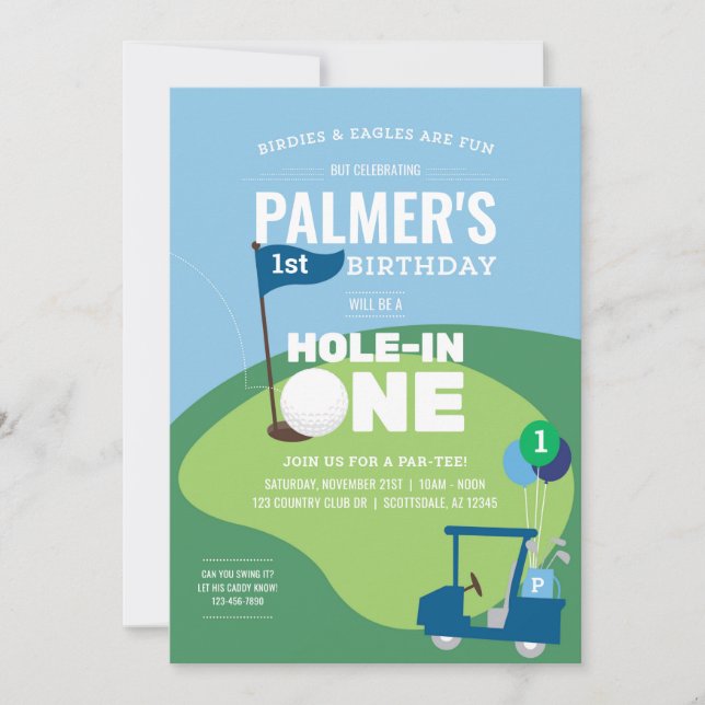 Trou de golf en une invitation d'anniversaire (Devant)