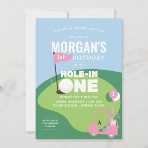 Trou de golf rose en une invitation d'anniversaire