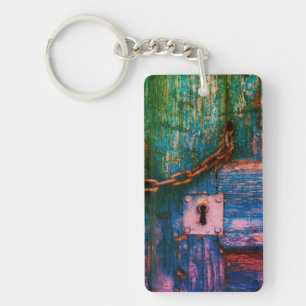 Trou de la serrure de porte et porte - clé en bois