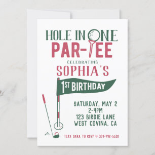 Trou en un Doodle Golf Première Invitation d'anniv