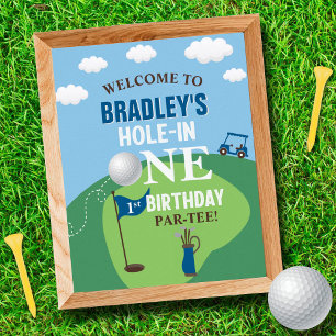 Trou en un Golf 1er Affiche de bienvenue d'anniver