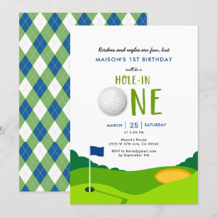 Trou en un Golf 1er Anniversaire Fête Invitation