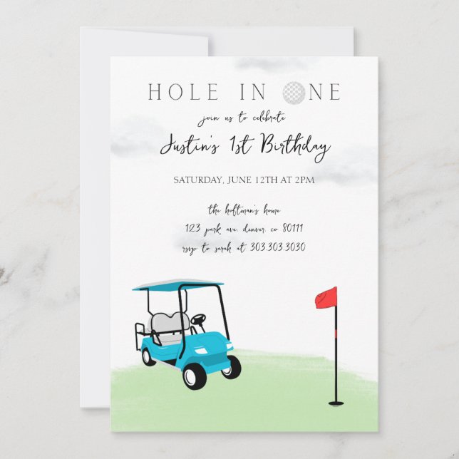 Trou en un Golf Invitation d'anniversaire (Devant)