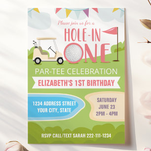 Trou en un premier anniversaire Invitation pour fi