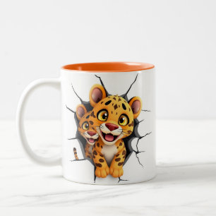Trou Léopard 3D Dans Un Enveloppement De Mug Mur