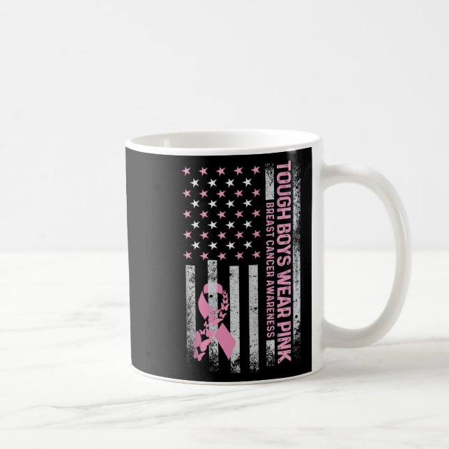 Trough Boy Wears Pink Breast Cancer Awareness Usa  Coffee Mug (Right)