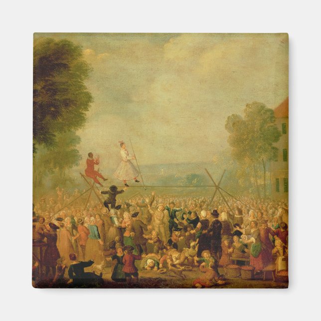 Troupe of Actors Performing on a Tightrope Magnet (Front)