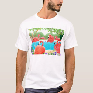 Troupeau de T-shirt rose de Flamants roses