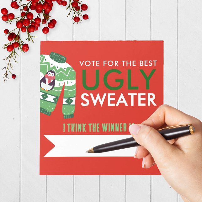 Trousse de Bloc-notes pour le vote de pull de Noël (Red, White and Green Ugly Sweater Holiday Contest Voting Notepad Pack of 40)