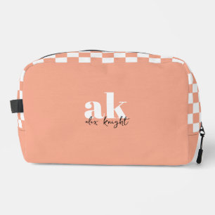 Trousse De Toilette À damiers Monogramme de signature rétro