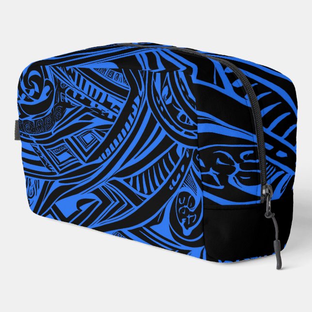 Trousse De Toilette Abstrait Tribal Noir Et Bleu (Coin droit)