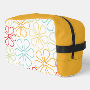 Trousse De Toilette Abstraites Grandes Fleurs Rouge Chaux Jaune Turquo