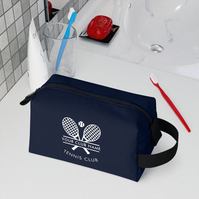 Trousse De Toilette Ajouter Votre Nom Club Tennis Icônes Marine Bleu (Tennis Club Custom Navy Blue Players Swag Dopp Kit)