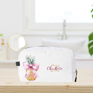 Trousse De Toilette Ananas à ruban rose monogramme d'été tropical