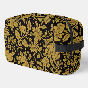 Trousse De Toilette Antique Or Floral Indien Laqué Noir Motif