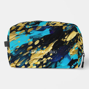 Trousse De Toilette Aqua Blue Gold Abstrait