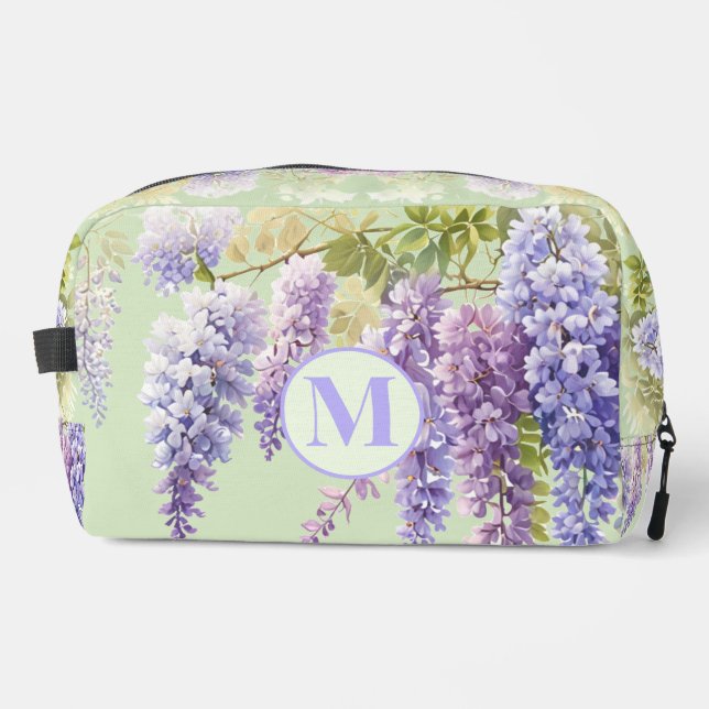 Trousse De Toilette Aquarelle violette glycine florale lilas botanique (Recto)