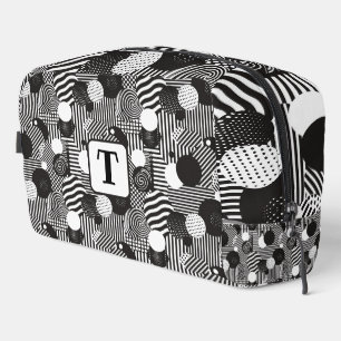 Trousse De Toilette Arrière - plan noir et blanc Lignes abstraites cer